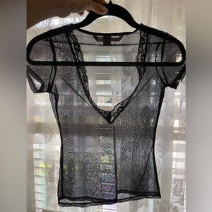 Y2K Victoria’s Secret see-through top with lace trim. XS